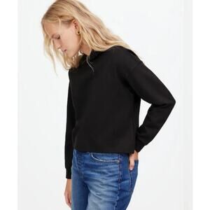 NWT Madewell Ponte Hoodie Sweatshirt Jet Black Casual Office Size XS